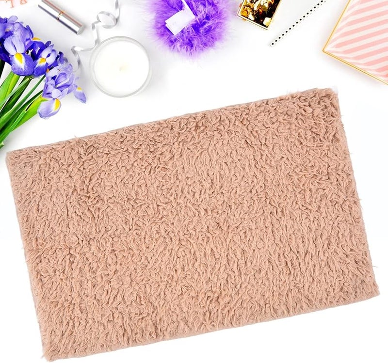 Khaki Baby Photography Blanket Soft Plush Newborn Quilt Photo Prop Mat 31x22in - Image 3